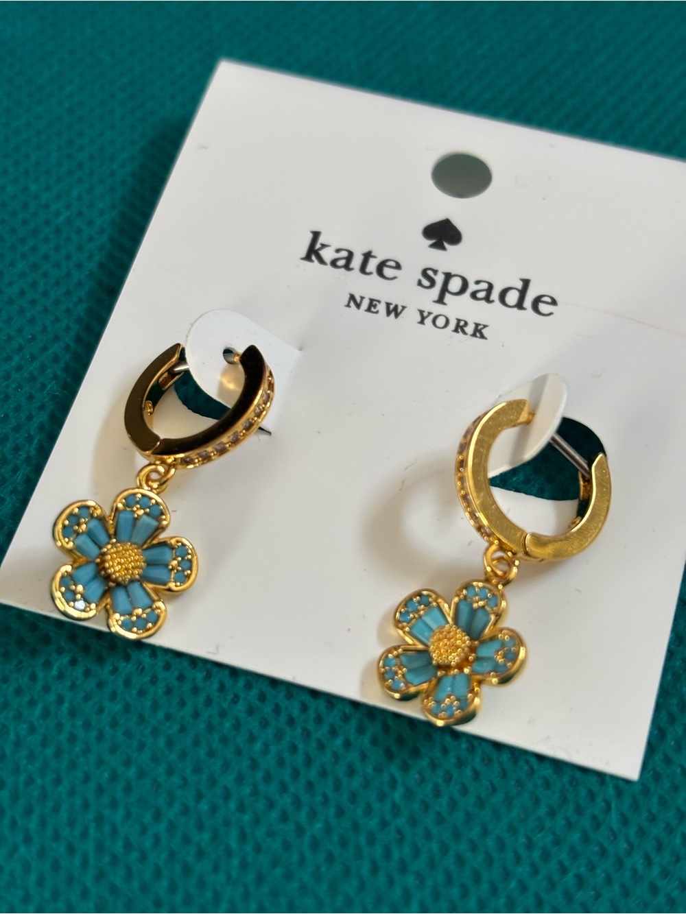 kate spade New York Gold & Turquoise Flower Hoop Drop Earrings
